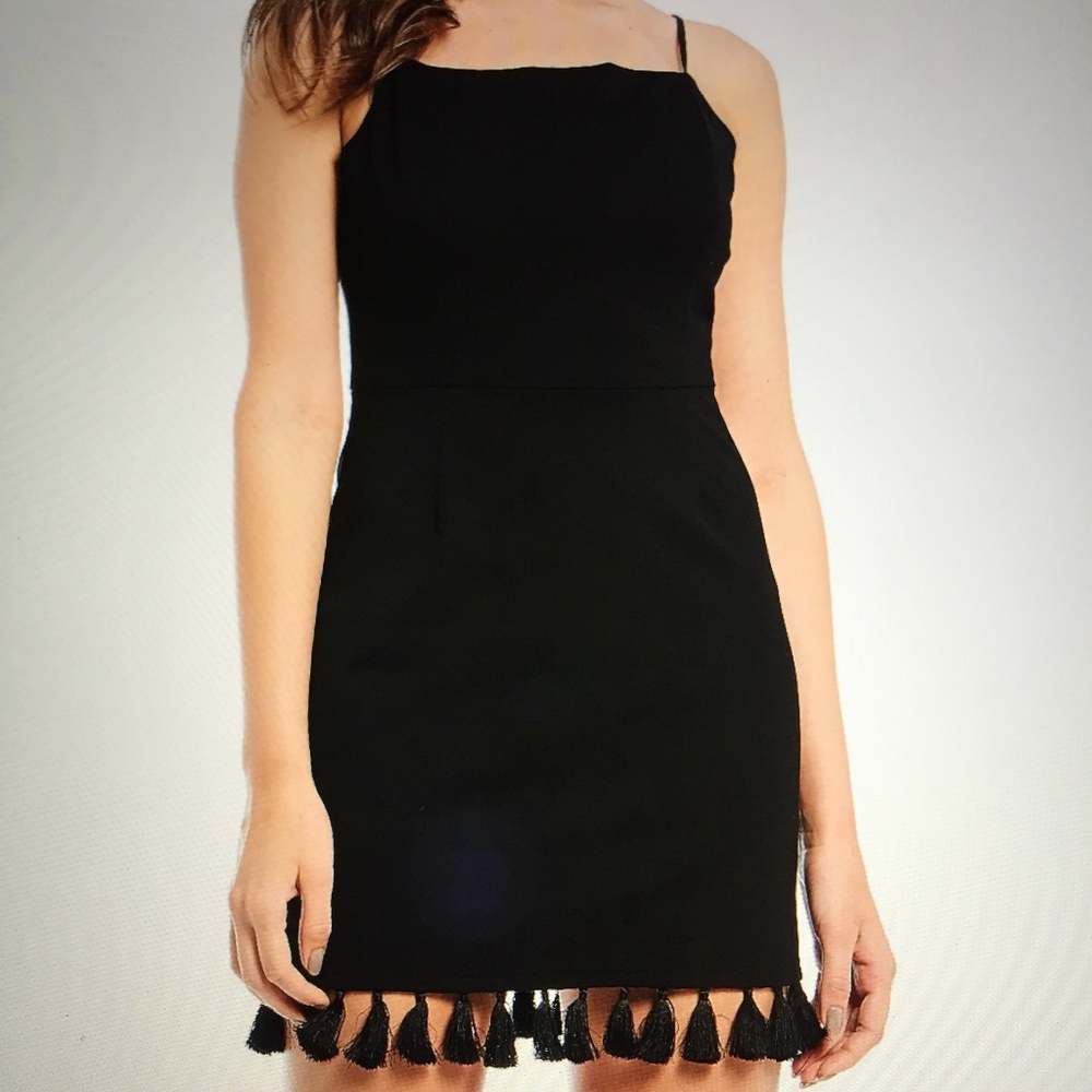 Black Dress Straps Juniors XL Tassel Hem NWT